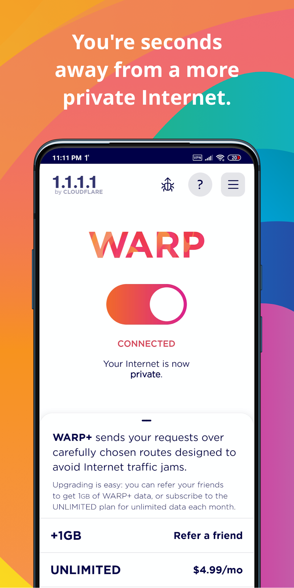 1.1.1.1 + WARP скриншот